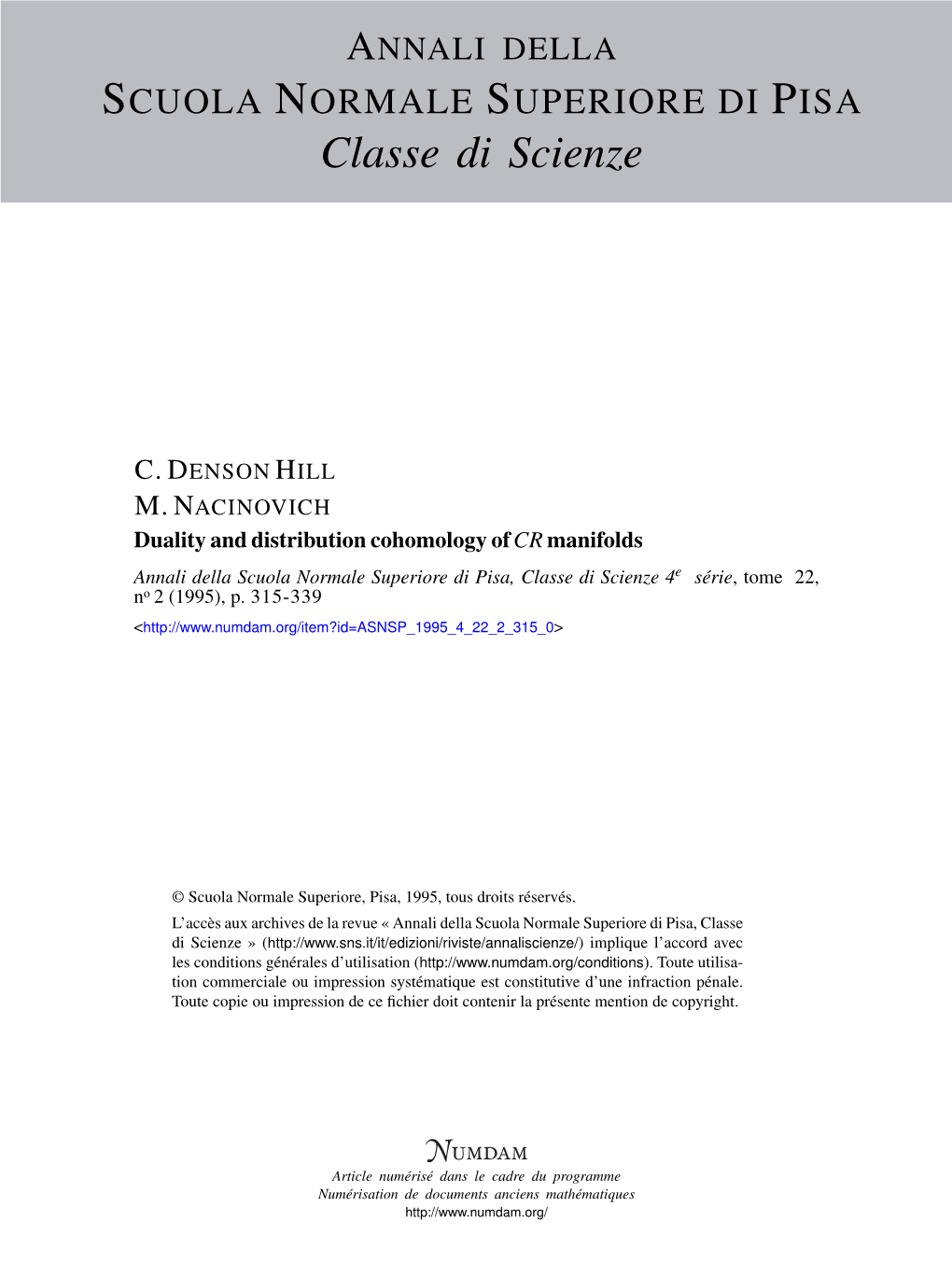 Duality and Distribution Cohomology of CR Manifolds