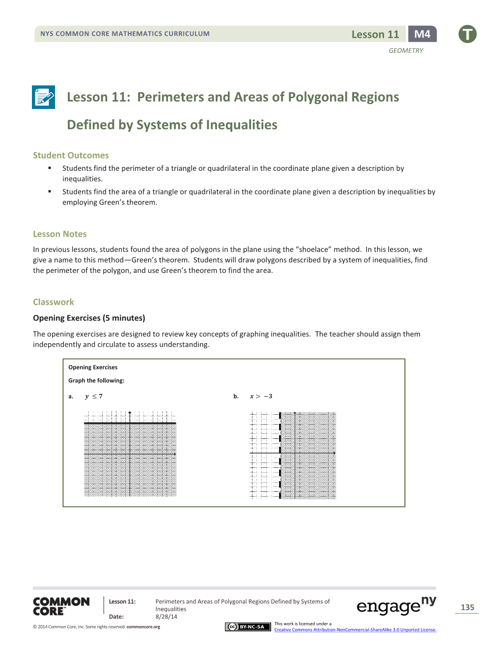 Lesson 11: Perimeters and Areas of Polygonal Regions Defined by Systems of Inequalities