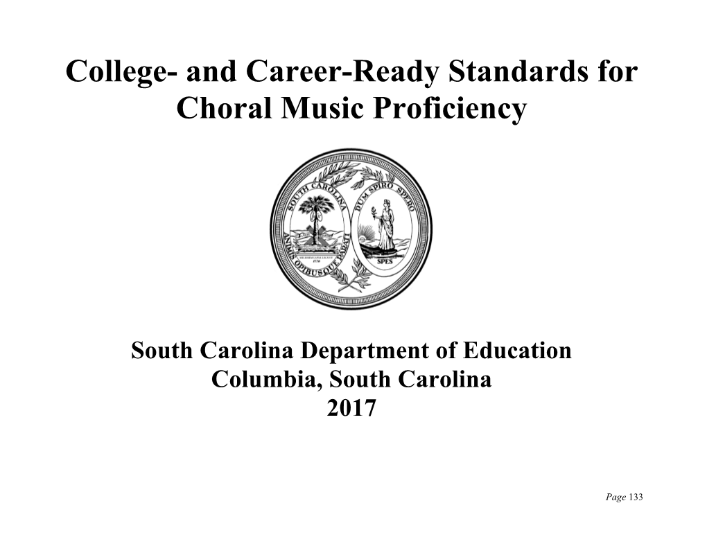 College and Career Ready Standards for Choral Music Proficiency