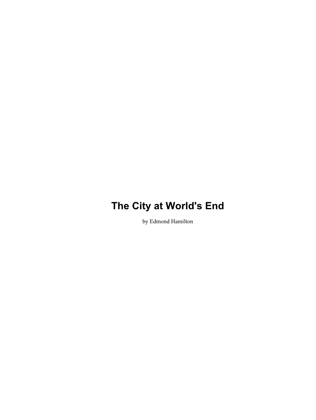 The City at World's End