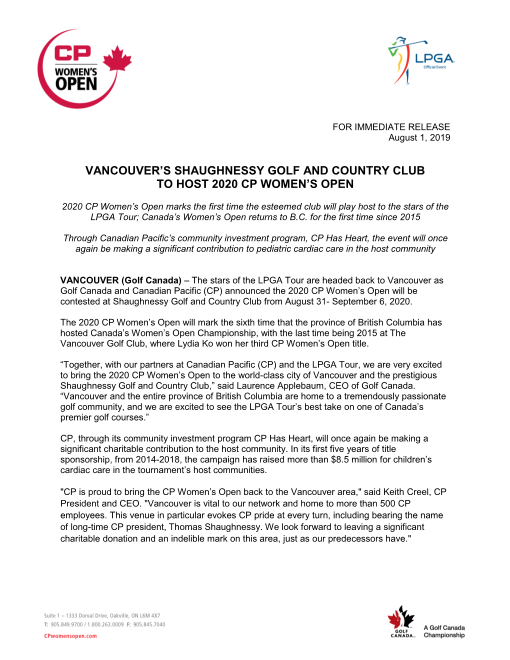 Vancouver's Shaughnessy Golf and Country Club to Host