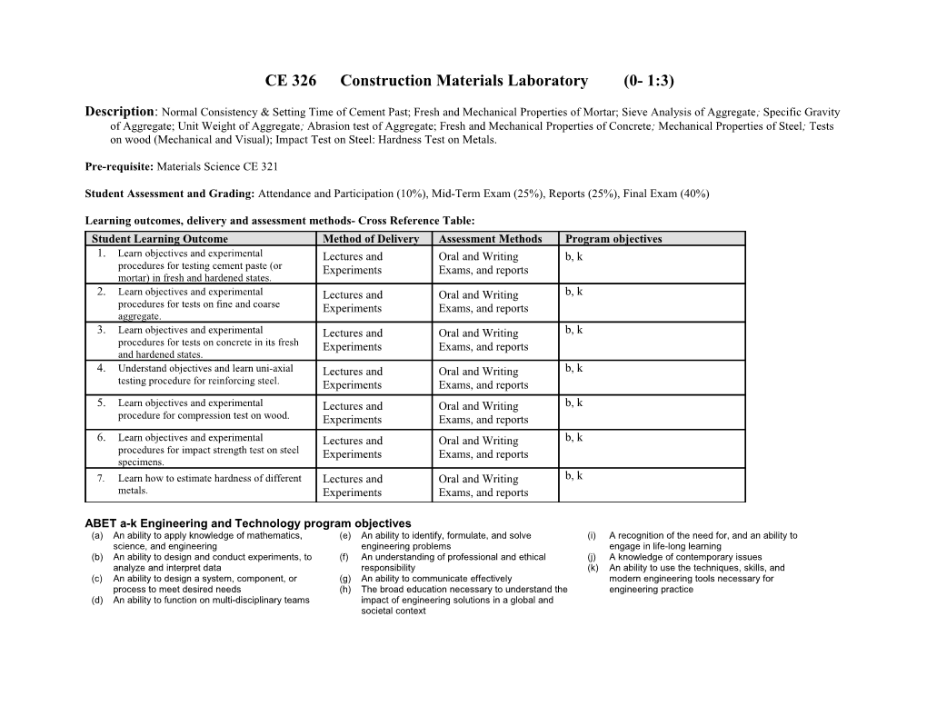 Department of Civil Engineering Program Review