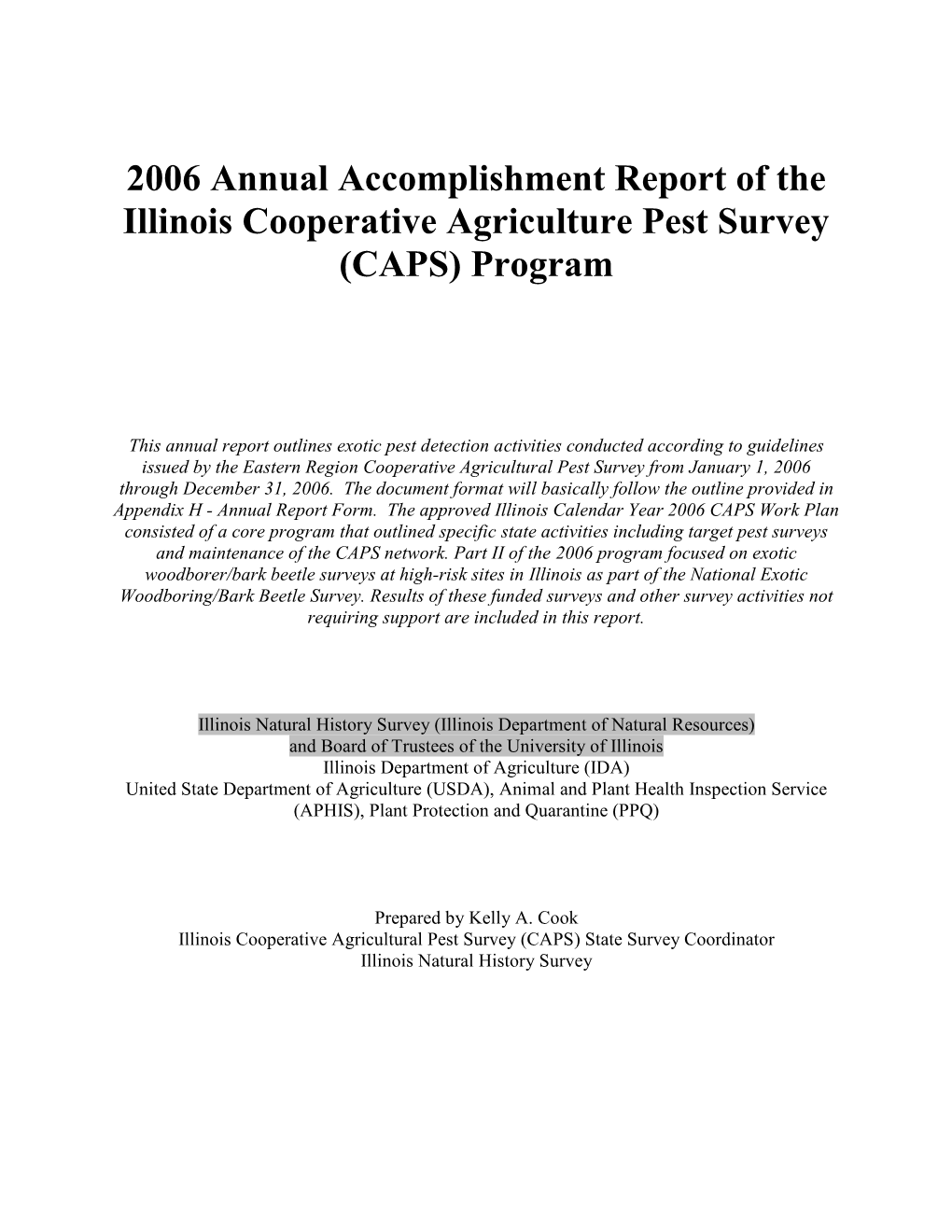 2006 Annual CAPS Accomplishment Report