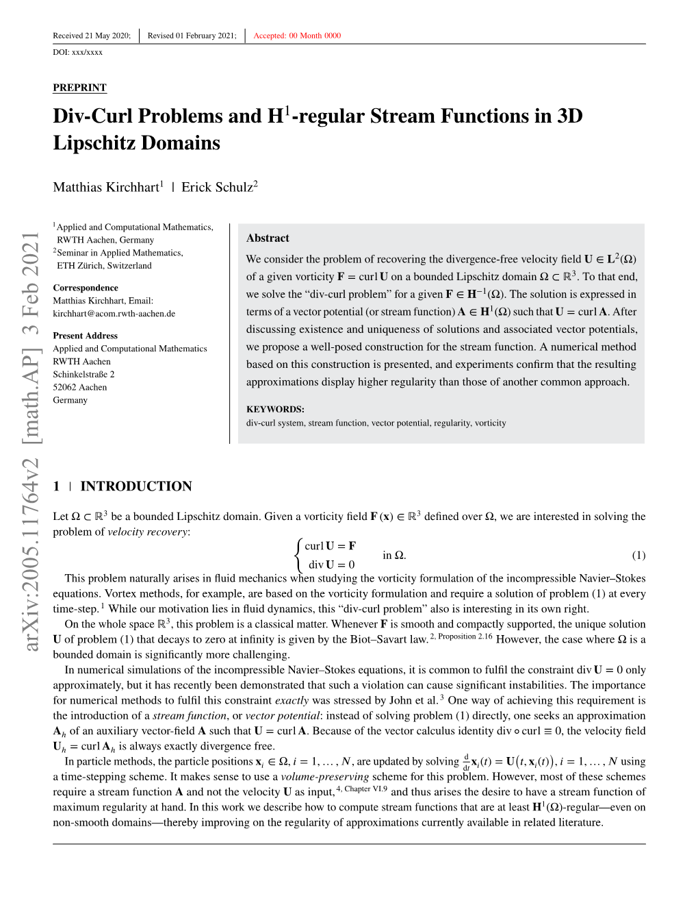 Div-Curl Problems and H1-Regular Stream Functions in 3D Lipschitz Domains