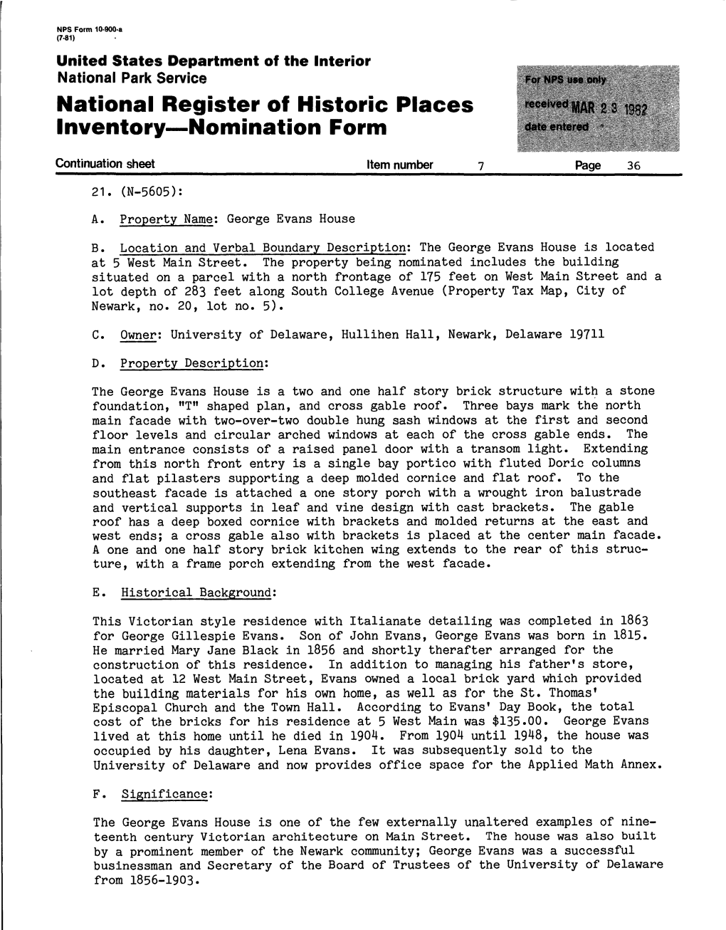 National Register of Historic Places Inventory Nomination Form