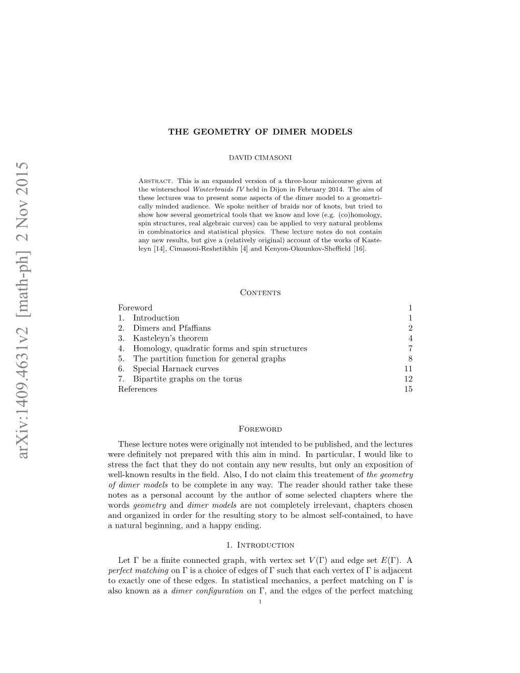 The Geometry of Dimer Models