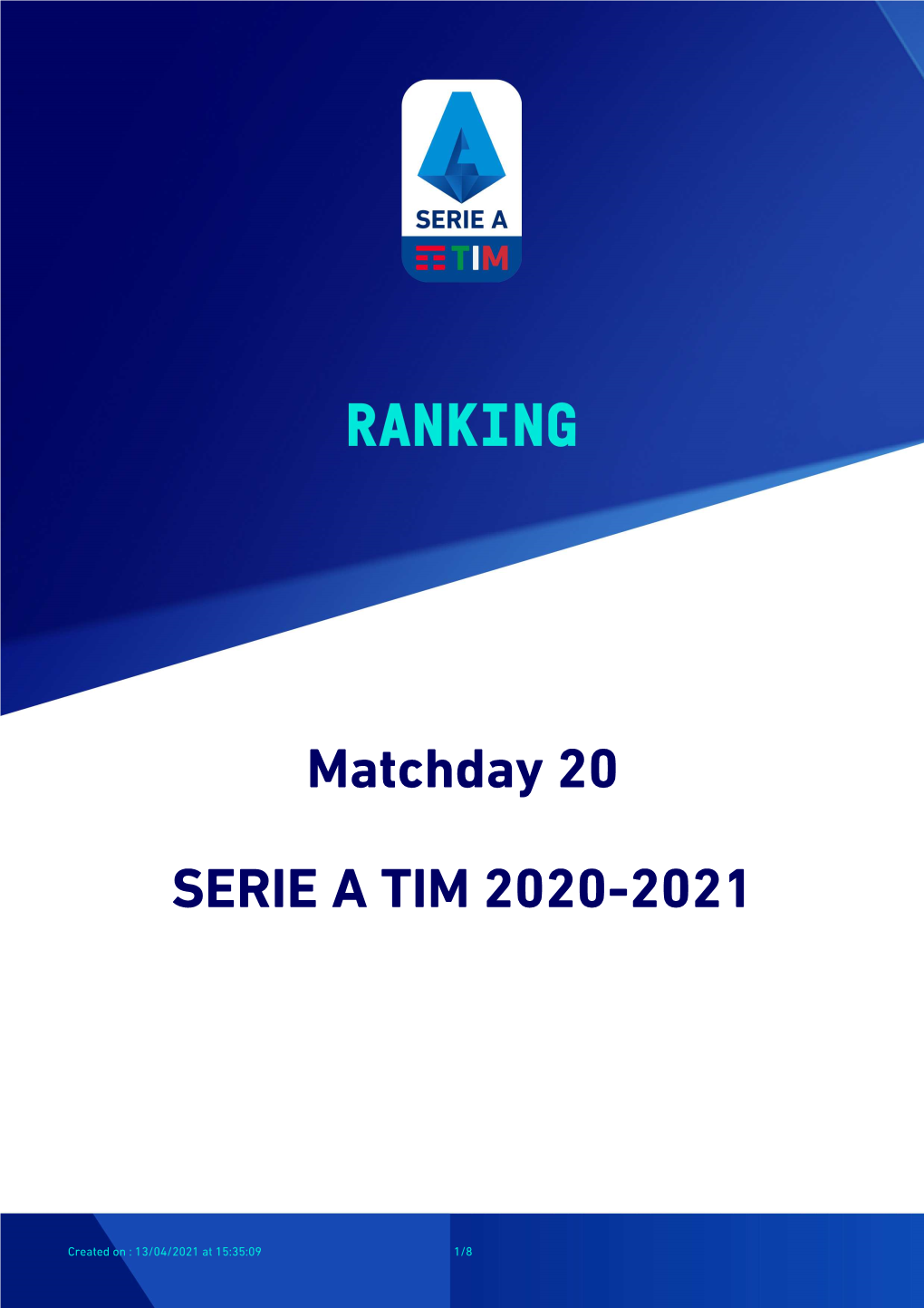 Matchday 20 SERIE a TIM 2020-2021