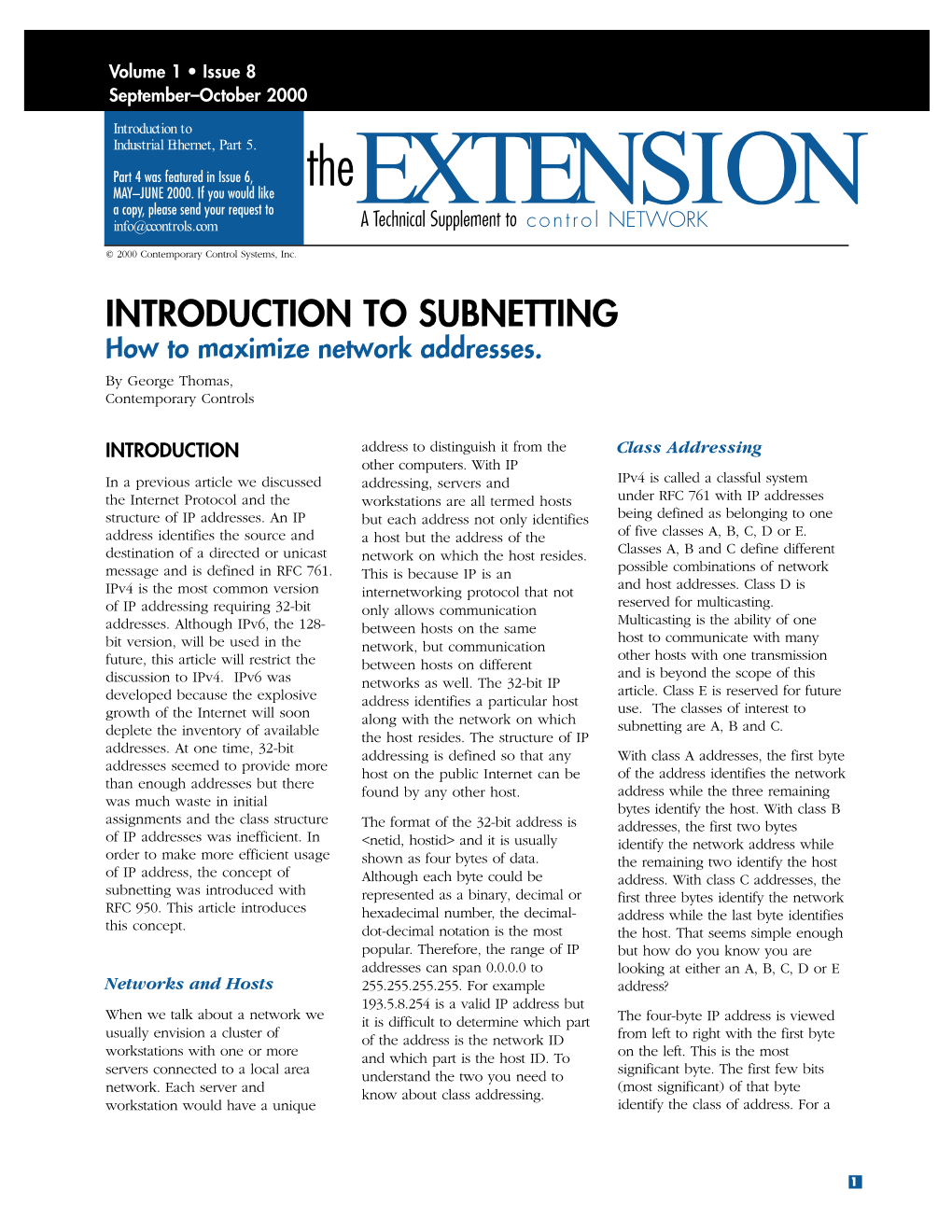 INTRODUCTION to SUBNETTING How to Maximize Network Addresses