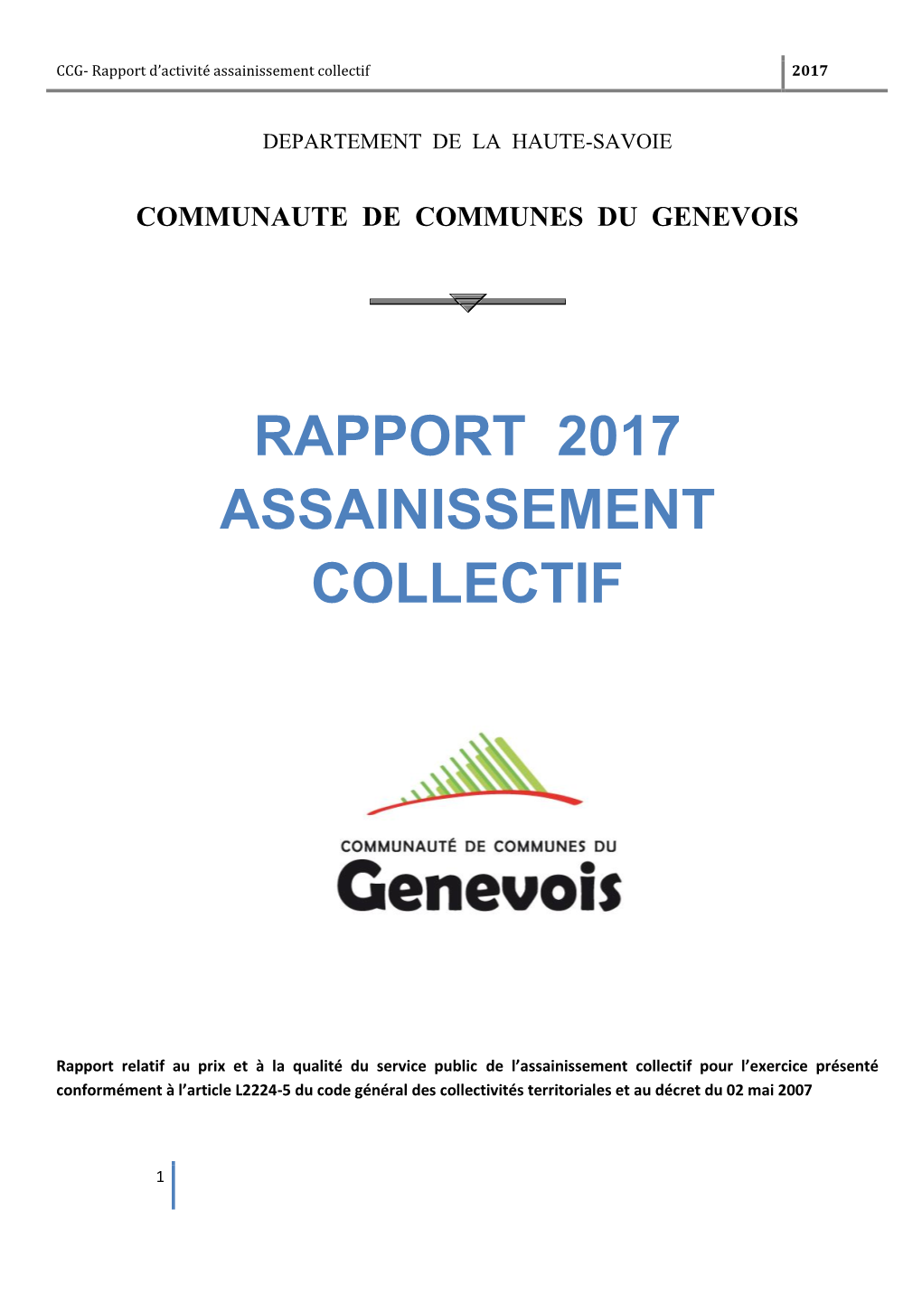 CCG- Rapport D'activité Assainissement