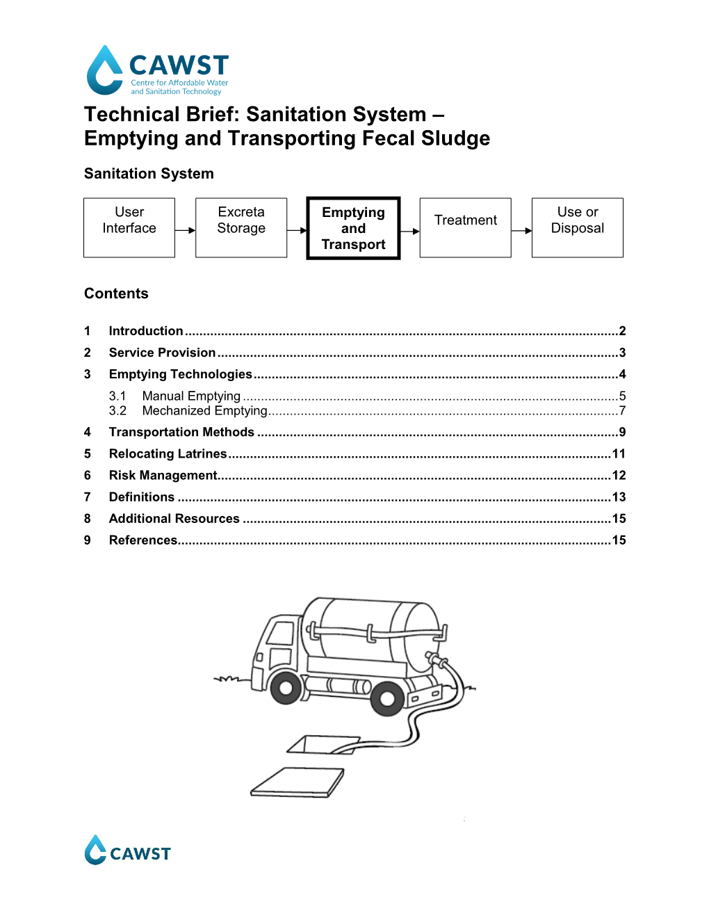 Sanitation System – Emptying and Transporting Fecal Sludge Technical Brief