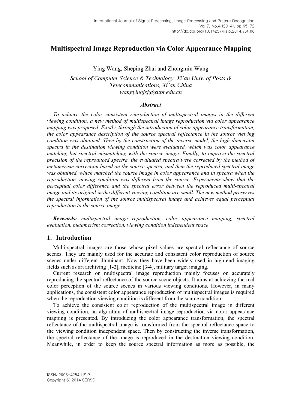 Multispectral Image Reproduction Via Color Appearance Mapping