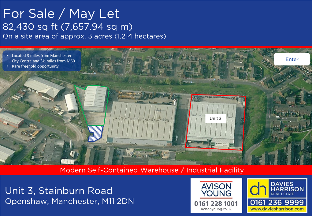 For Sale / May Let 82,430 Sq Ft (7,657.94 Sq M) on a Site Area of Approx