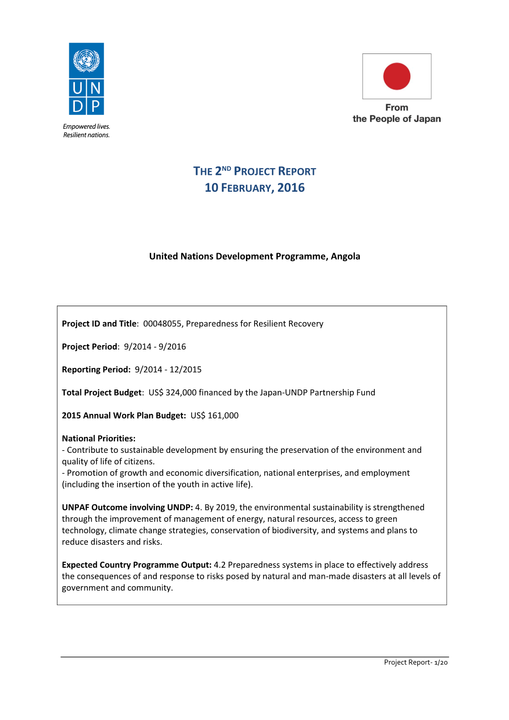 Angola Preparedness for Resilient Recovery Project 2Nd Report Feb