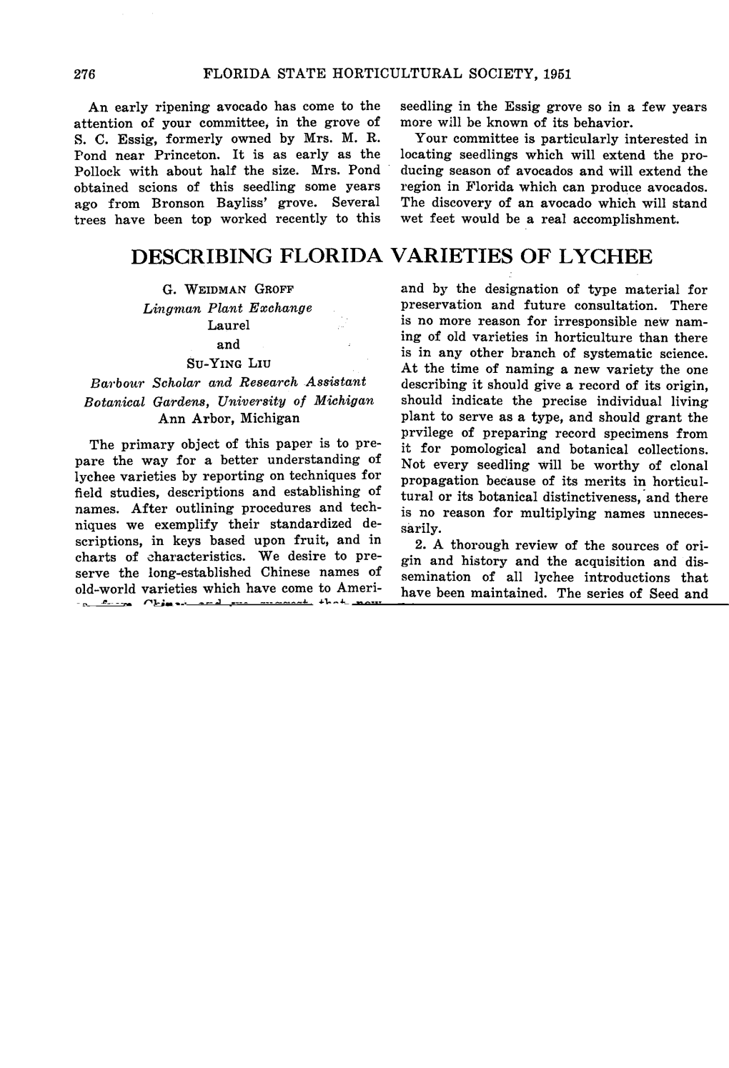 Describing Florida Varieties of Lyghee