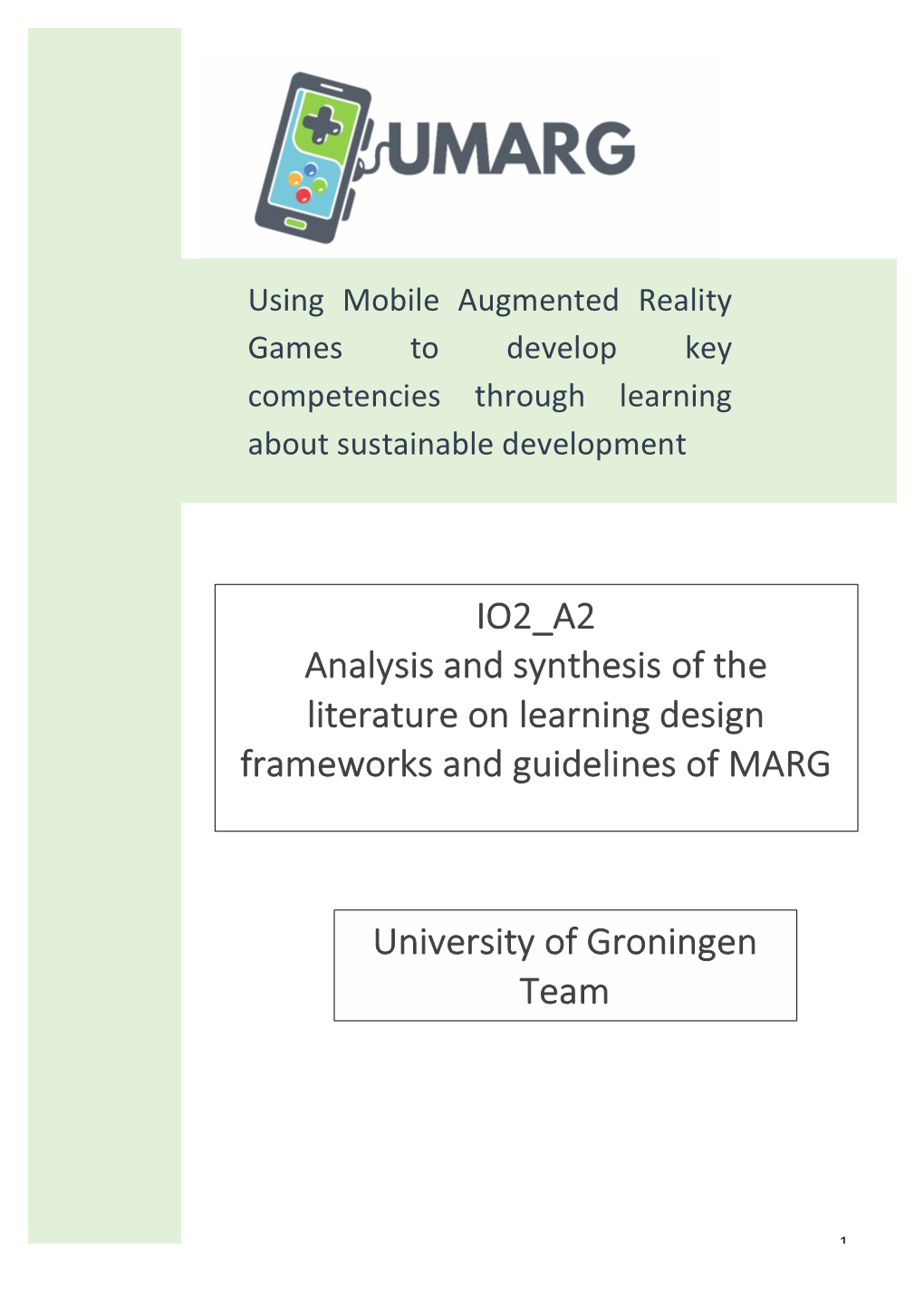 IO2 A2 Analysis and Synthesis of the Literature on Learning Design