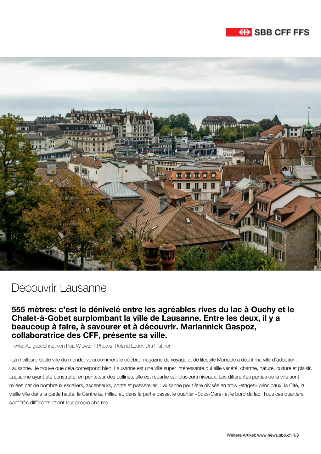 Découvrir Lausanne | SBB News