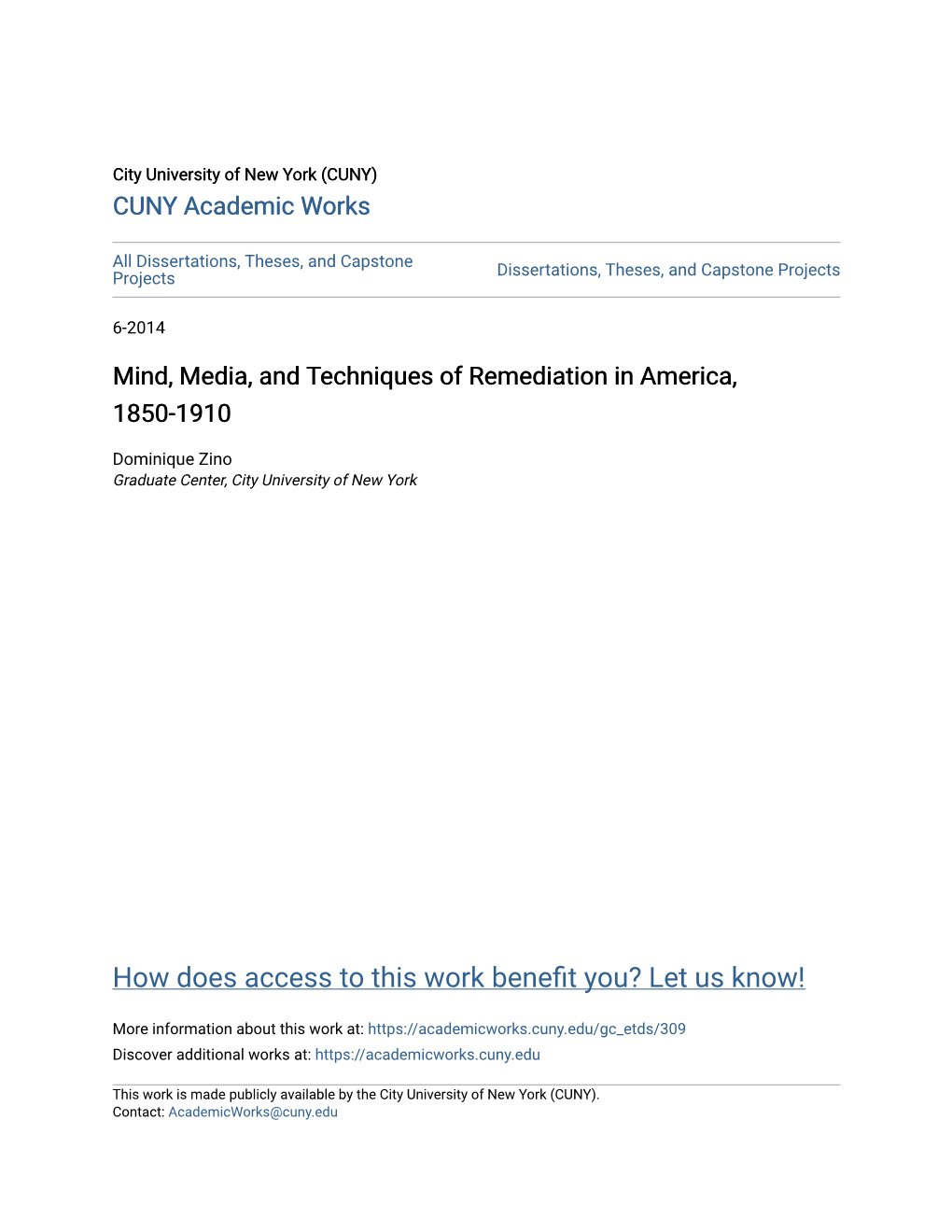 Mind, Media, and Techniques of Remediation in America, 1850-1910