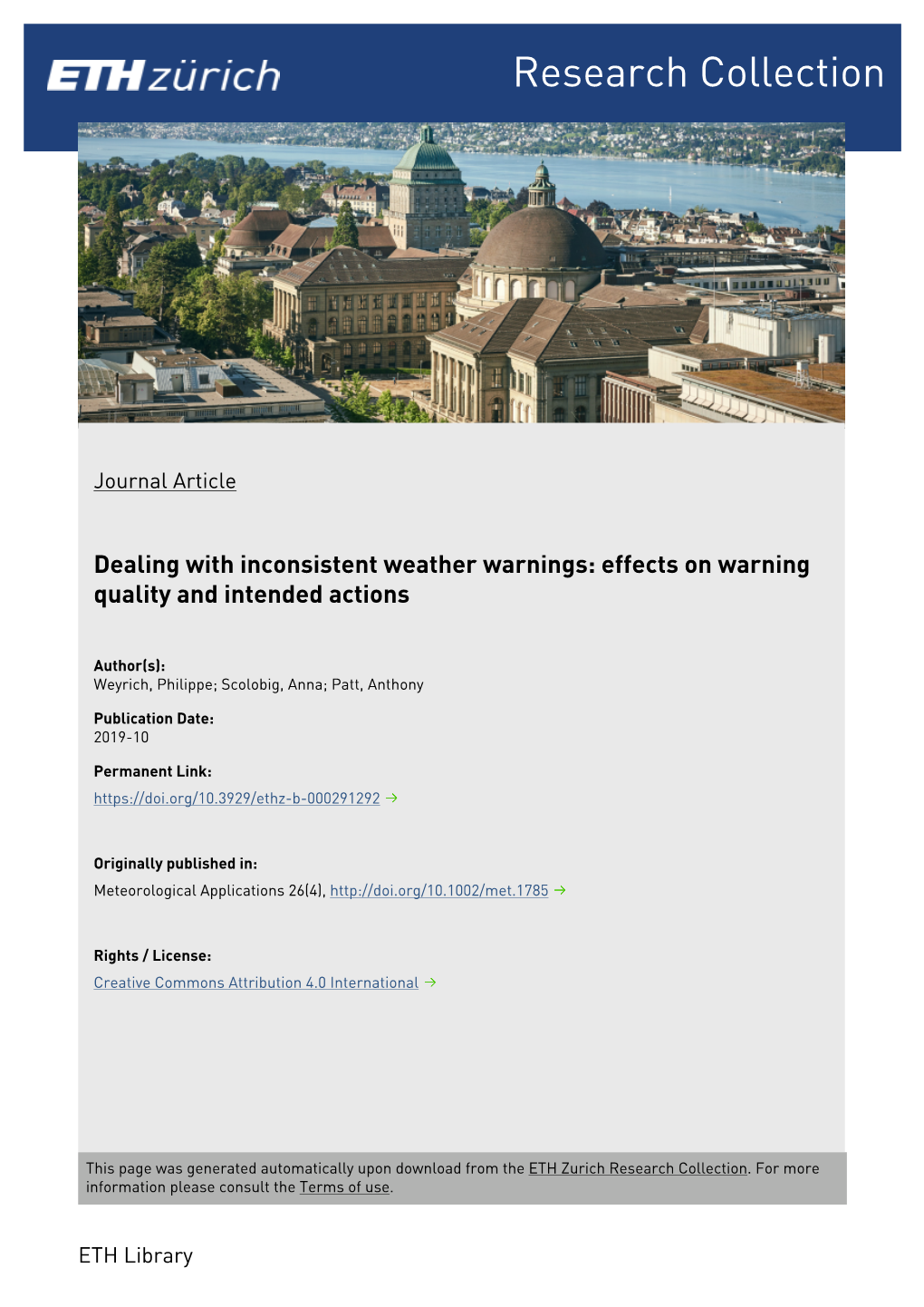 Dealing with Inconsistent Weather Warnings: Effects on Warning Quality and Intended Actions