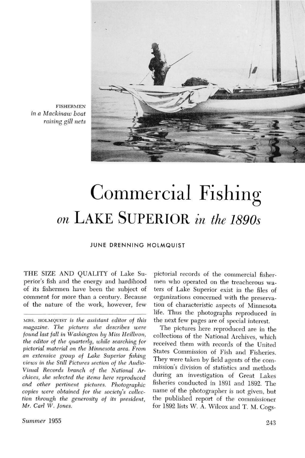 Commercial Fishing on Lake Superior in the 1890S
