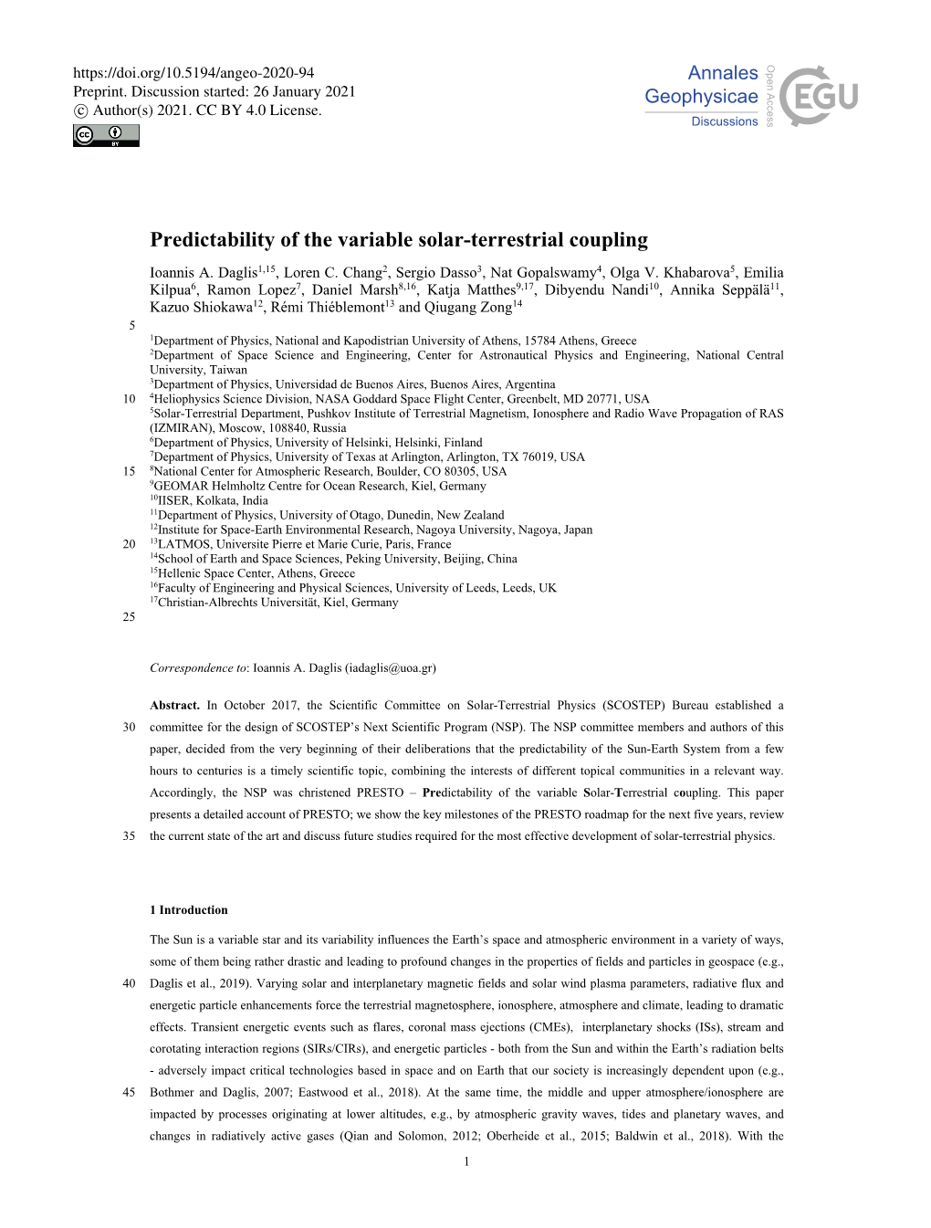 Predictability of the Variable Solar-Terrestrial Coupling Ioannis A