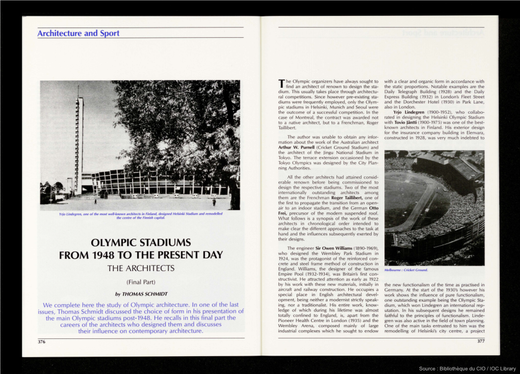 Olympic Stadiums from 1948 to the Present