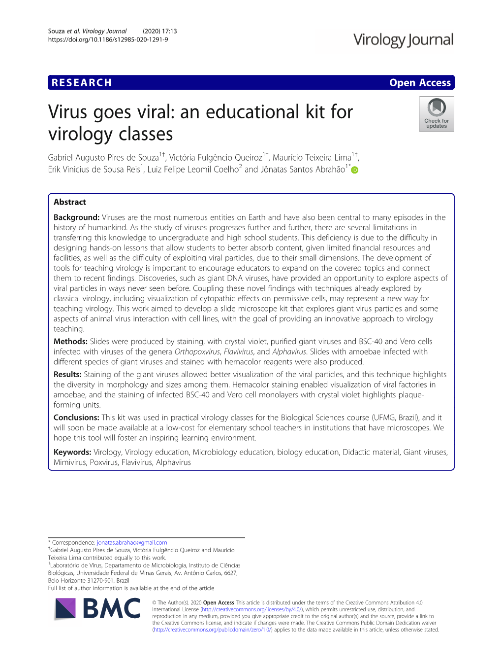 Virus Goes Viral: an Educational Kit for Virology Classes