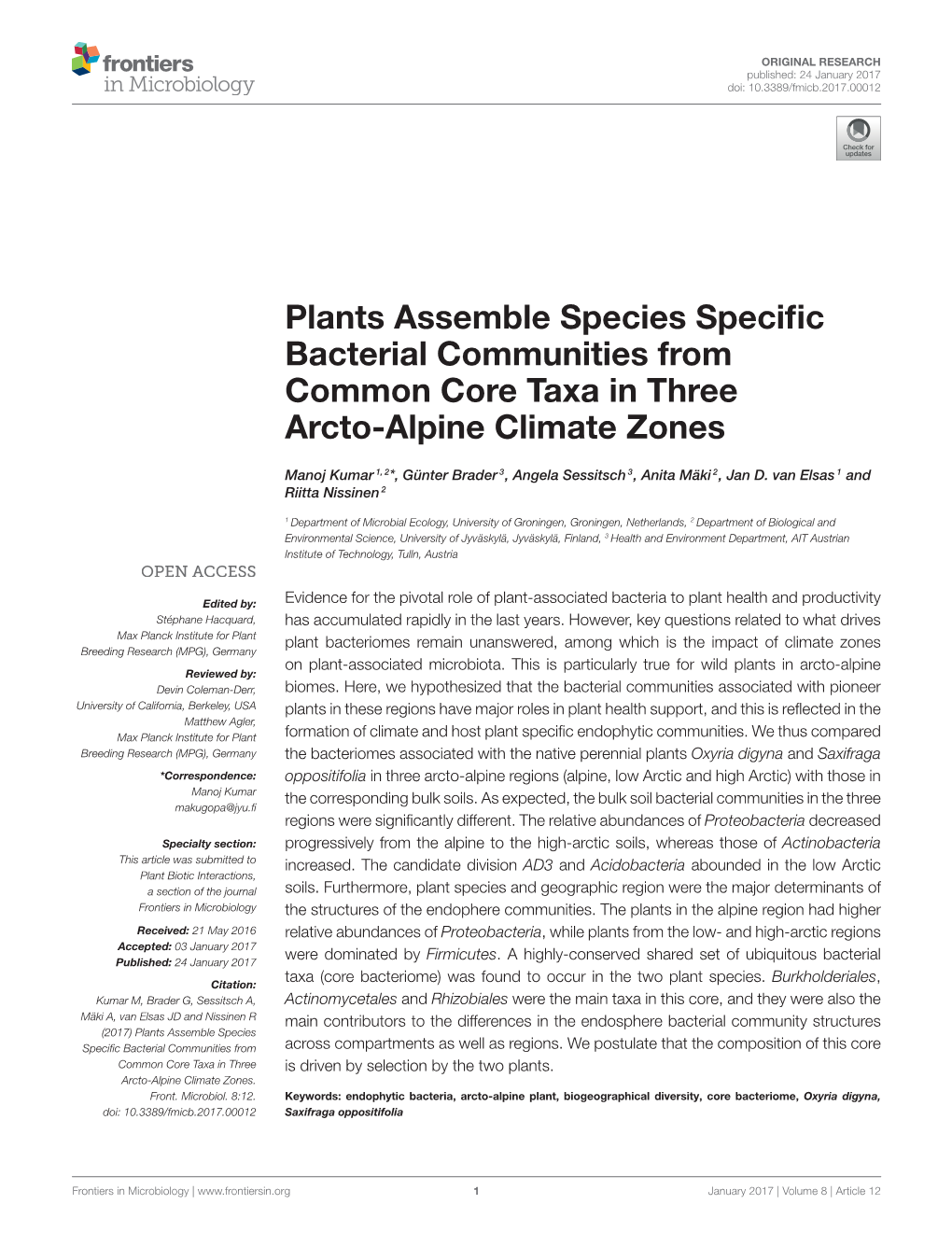 Plants Assemble Species Specific Bacterial Communities From