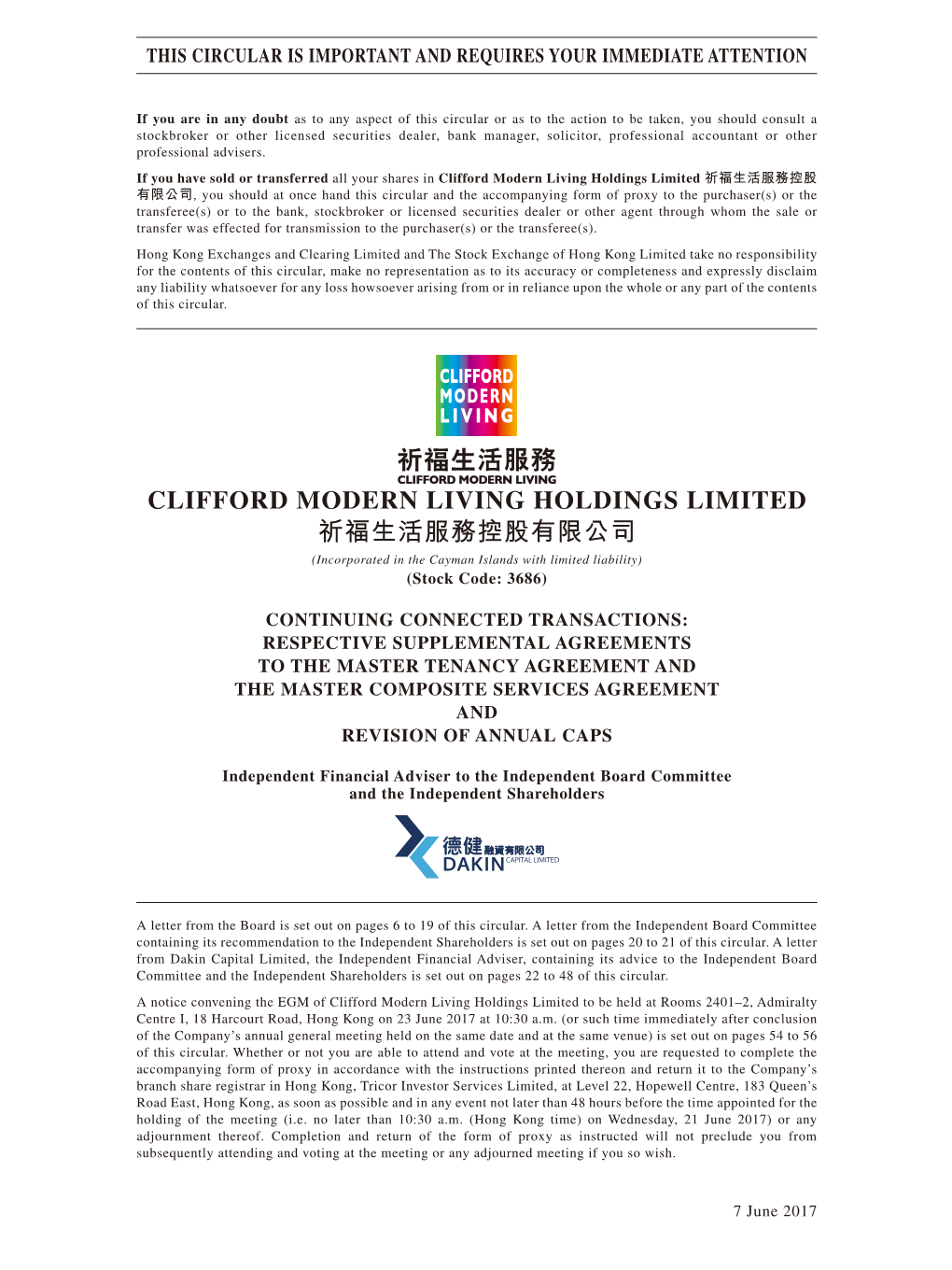 Clifford Modern Living Holdings Limited 祈福