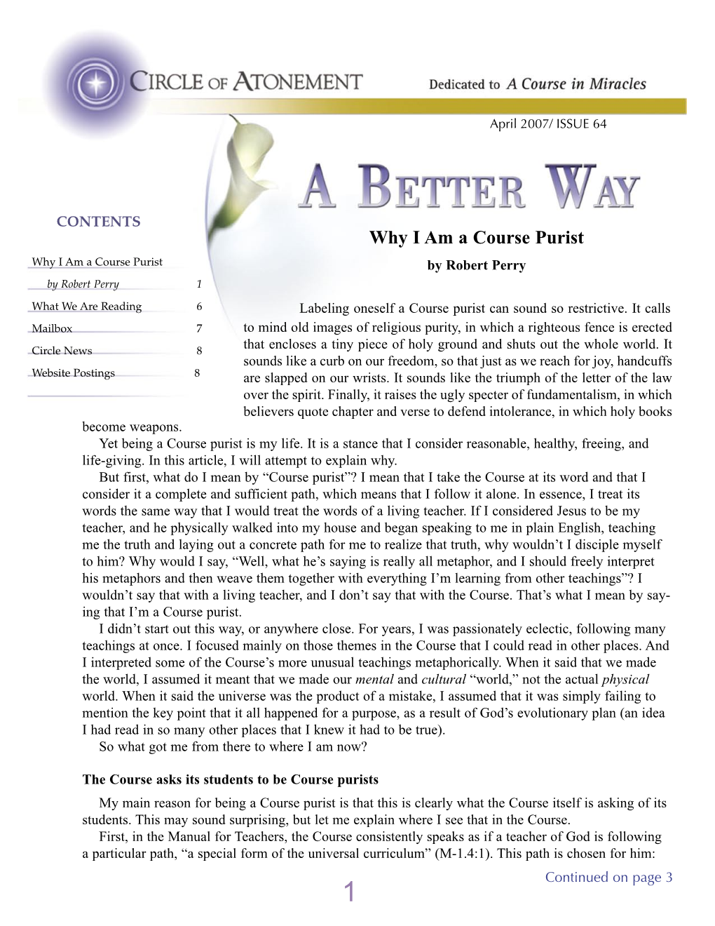 A Better Way Is Published Monthly by Minds