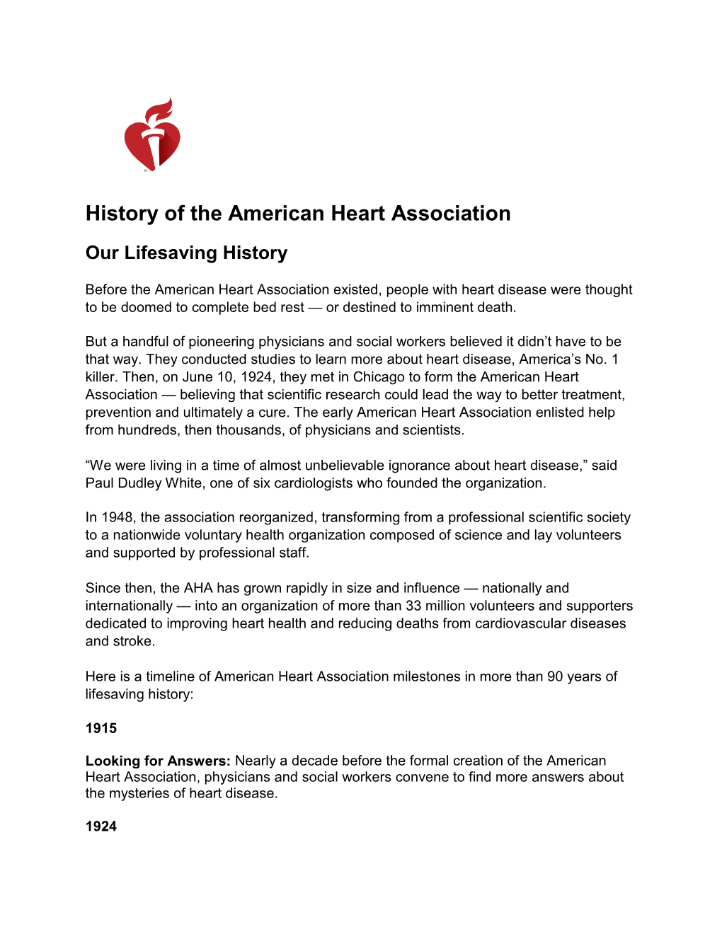 History of the American Heart Association