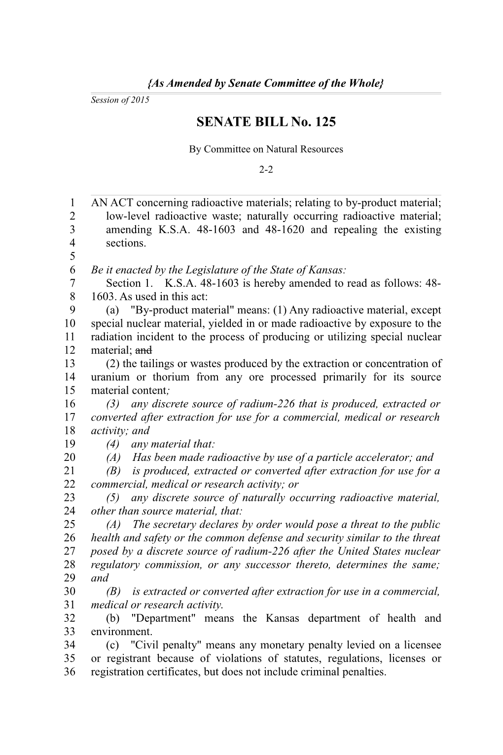 SENATE BILL No. 125