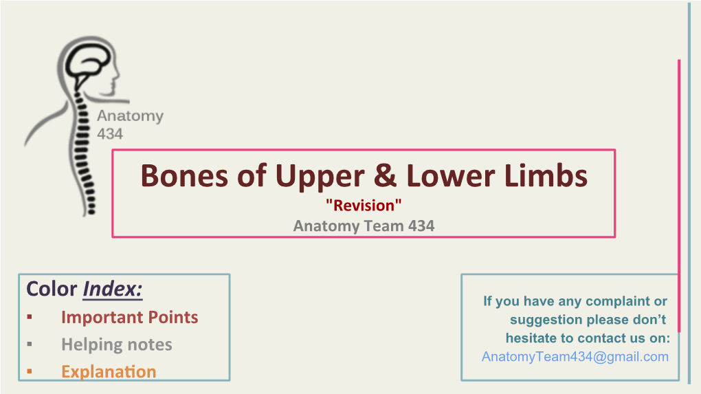 Bones of Upper & Lower Limbs