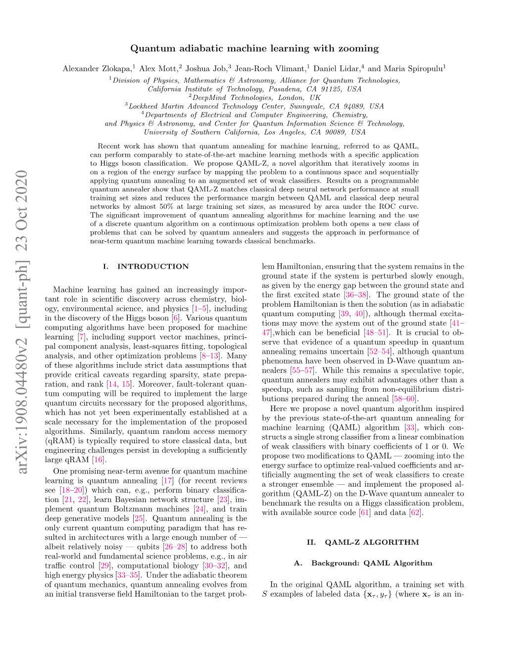 Arxiv:1908.04480V2 [Quant-Ph] 23 Oct 2020