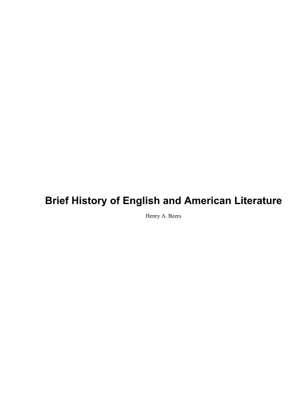 Brief History of English and American Literature