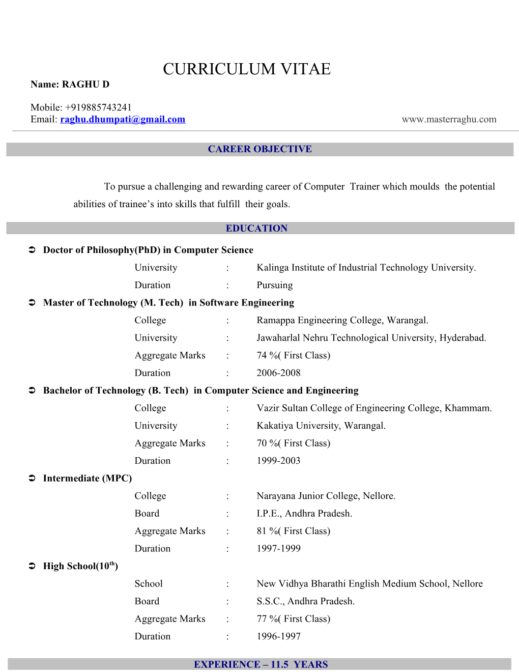 Ü Doctor of Philosophy(Phd) in Computer Science