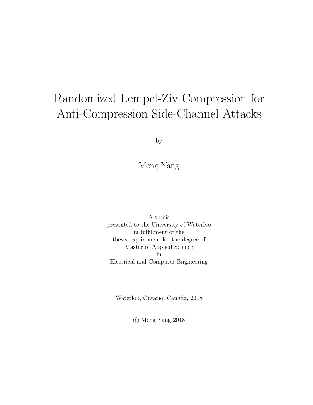 Randomized Lempel-Ziv Compression for Anti-Compression Side-Channel Attacks