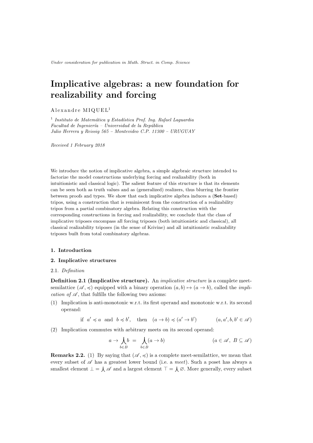 Implicative Algebras: a New Foundation for Realizability and Forcing