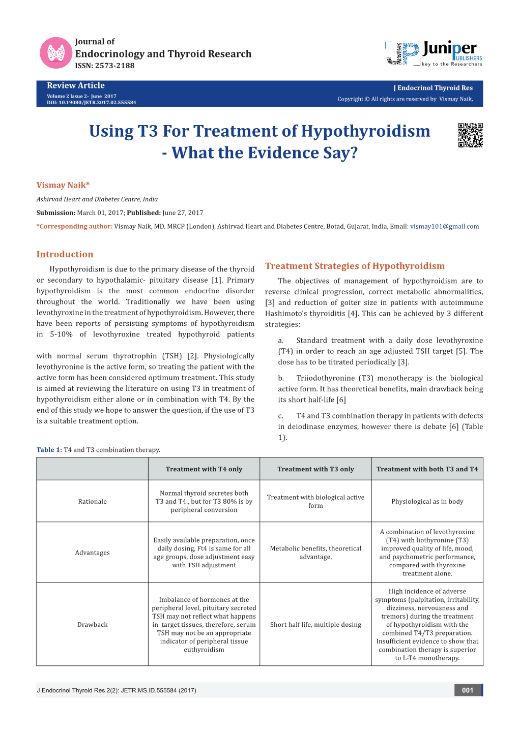 Using T3 for Treatment of Hypothyroidism - What the Evidence Say?