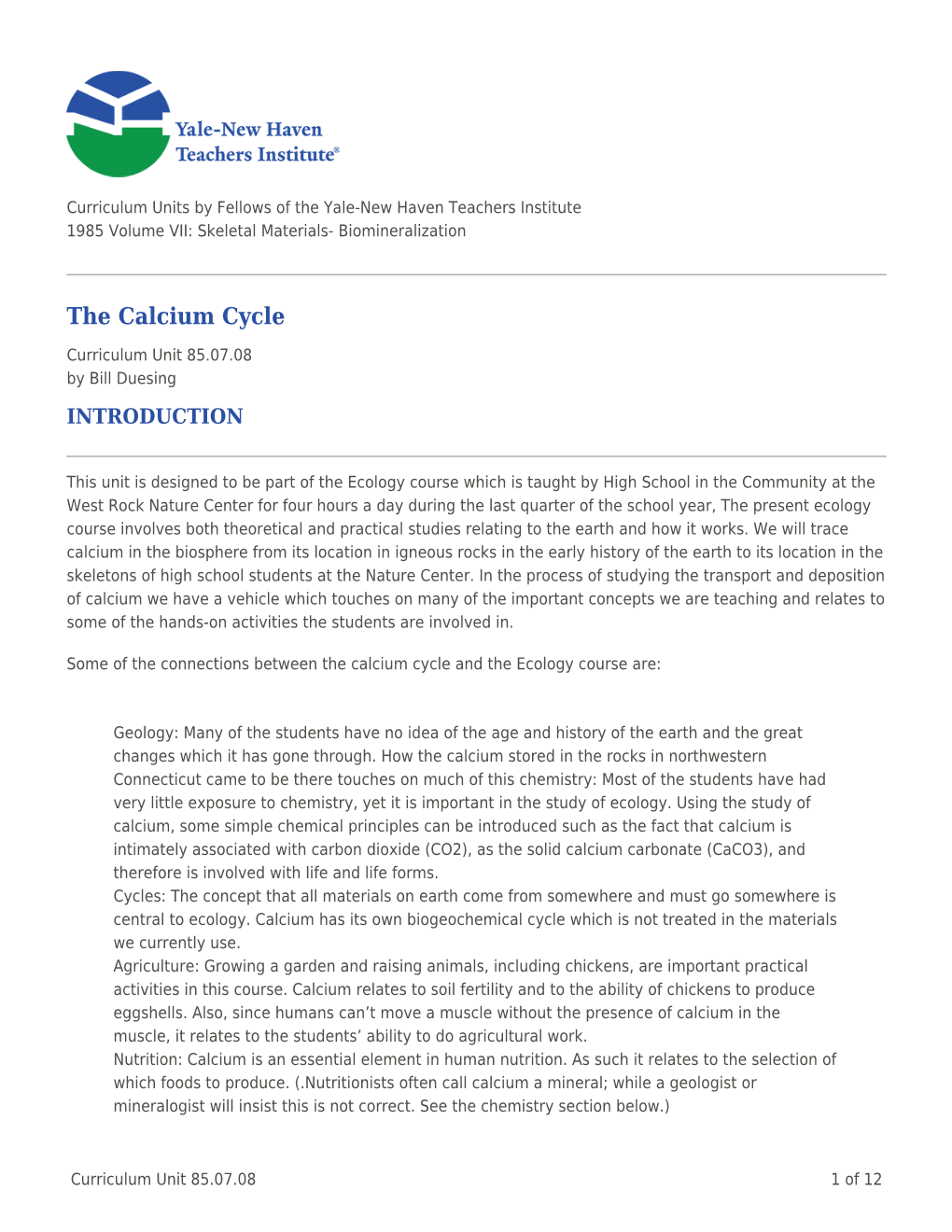 The Calcium Cycle