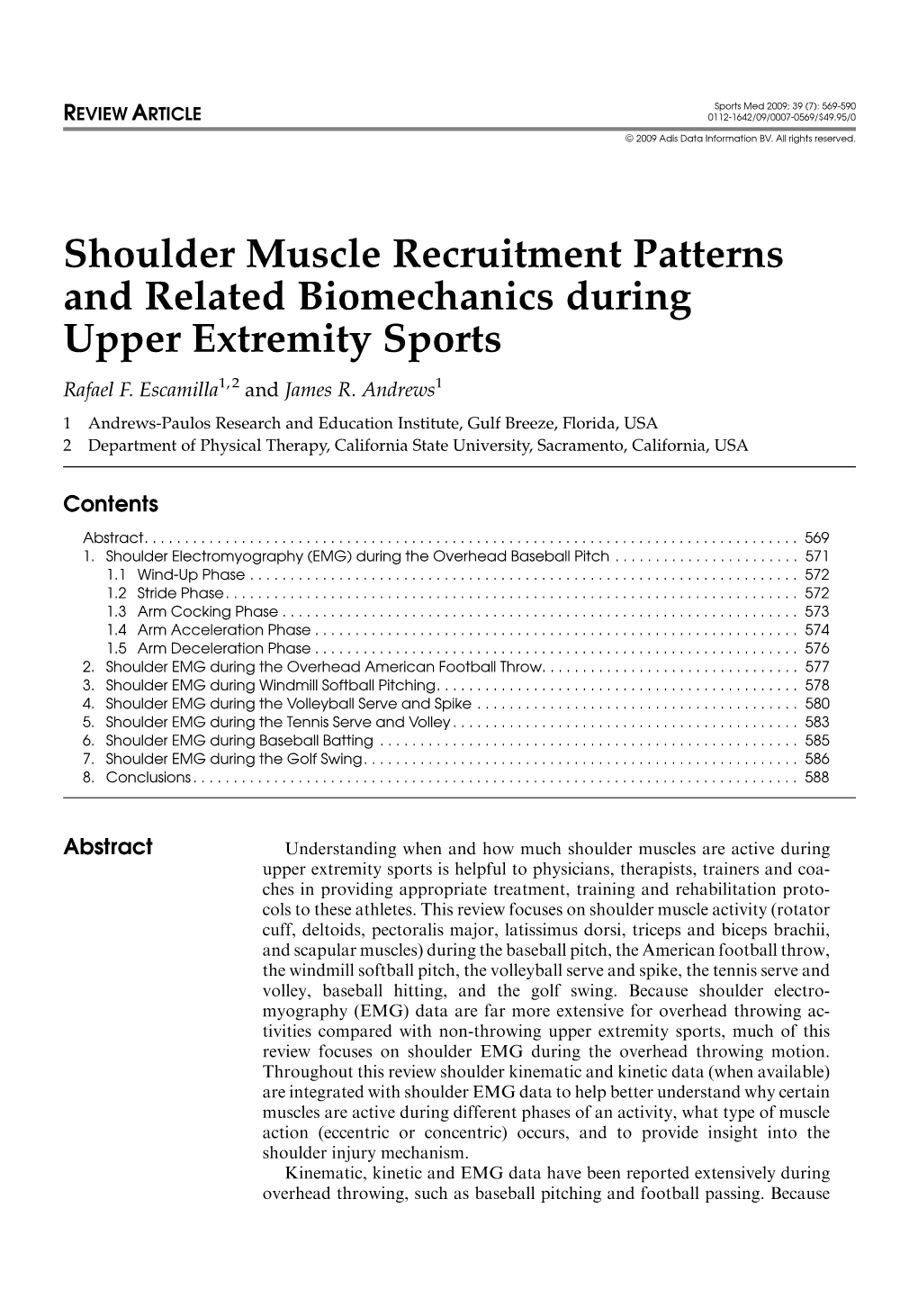 Sports Med 2009; 39 (7): 569-590 REVIEW ARTICLE 0112-1642/09/0007-0569/$49.95/0 ª 2009 Adis Data Information BV