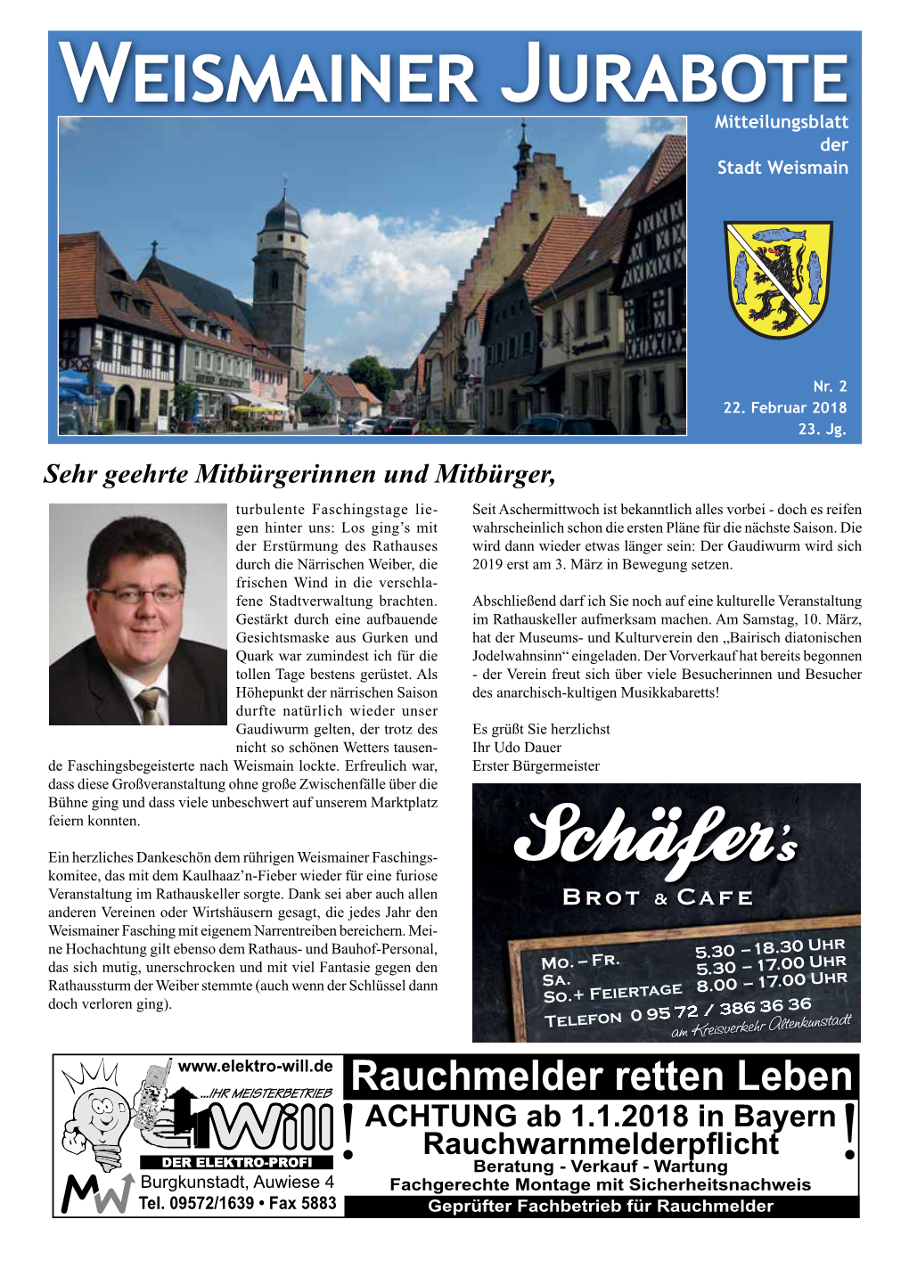 WEISMAINER Jurabote JURABOTE02/2018 1 Mitteilungsblatt Der Stadt Weismain