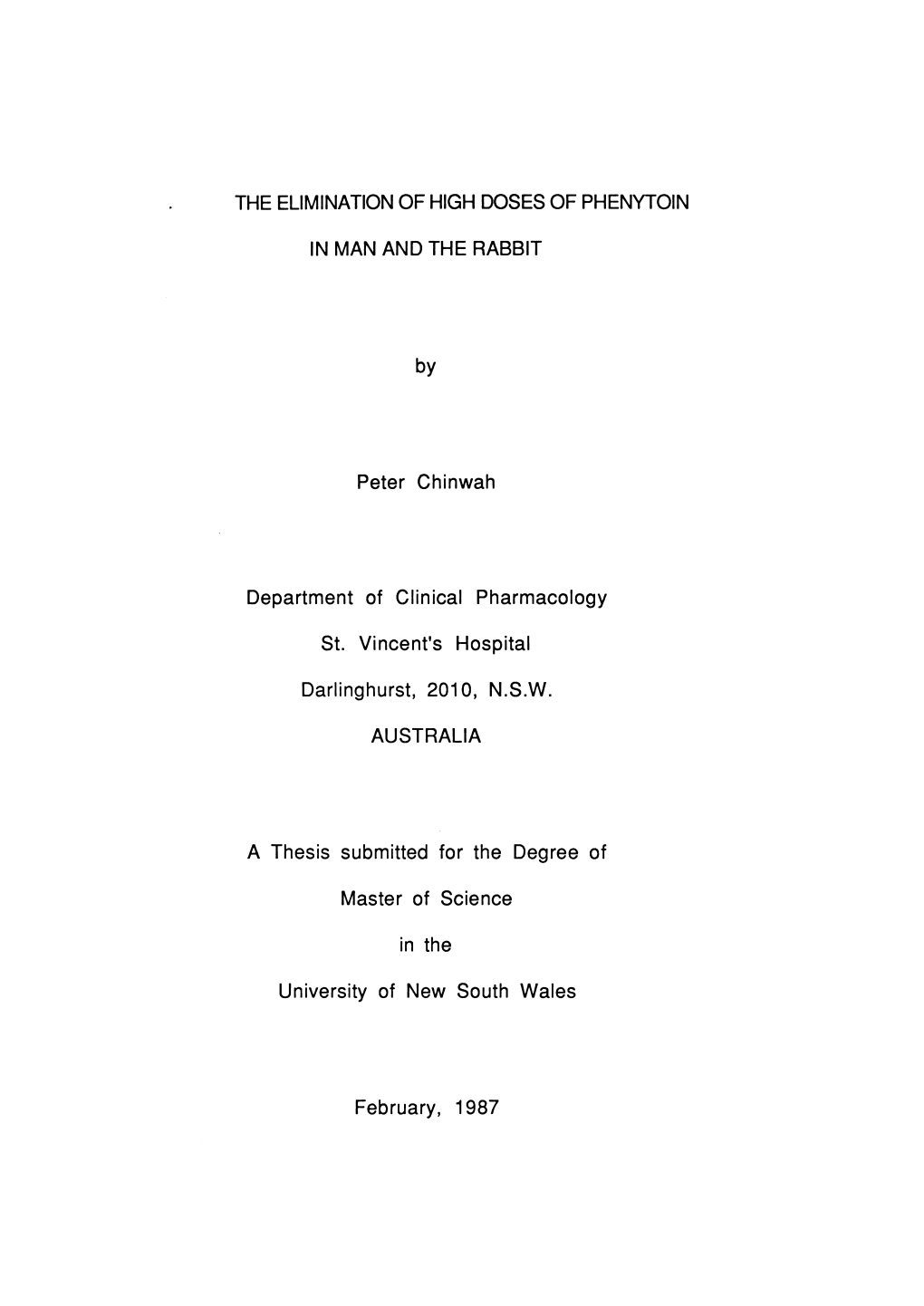 The Elimination of High Doses of Phenytoin In