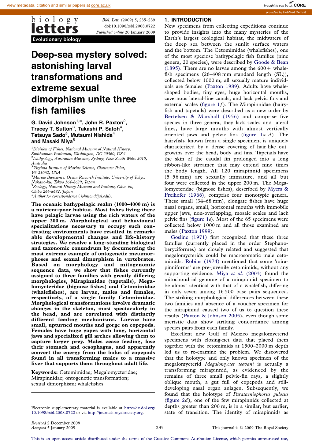 Deep-Sea Mystery Solved: Astonishing Larval Transformations and Extreme