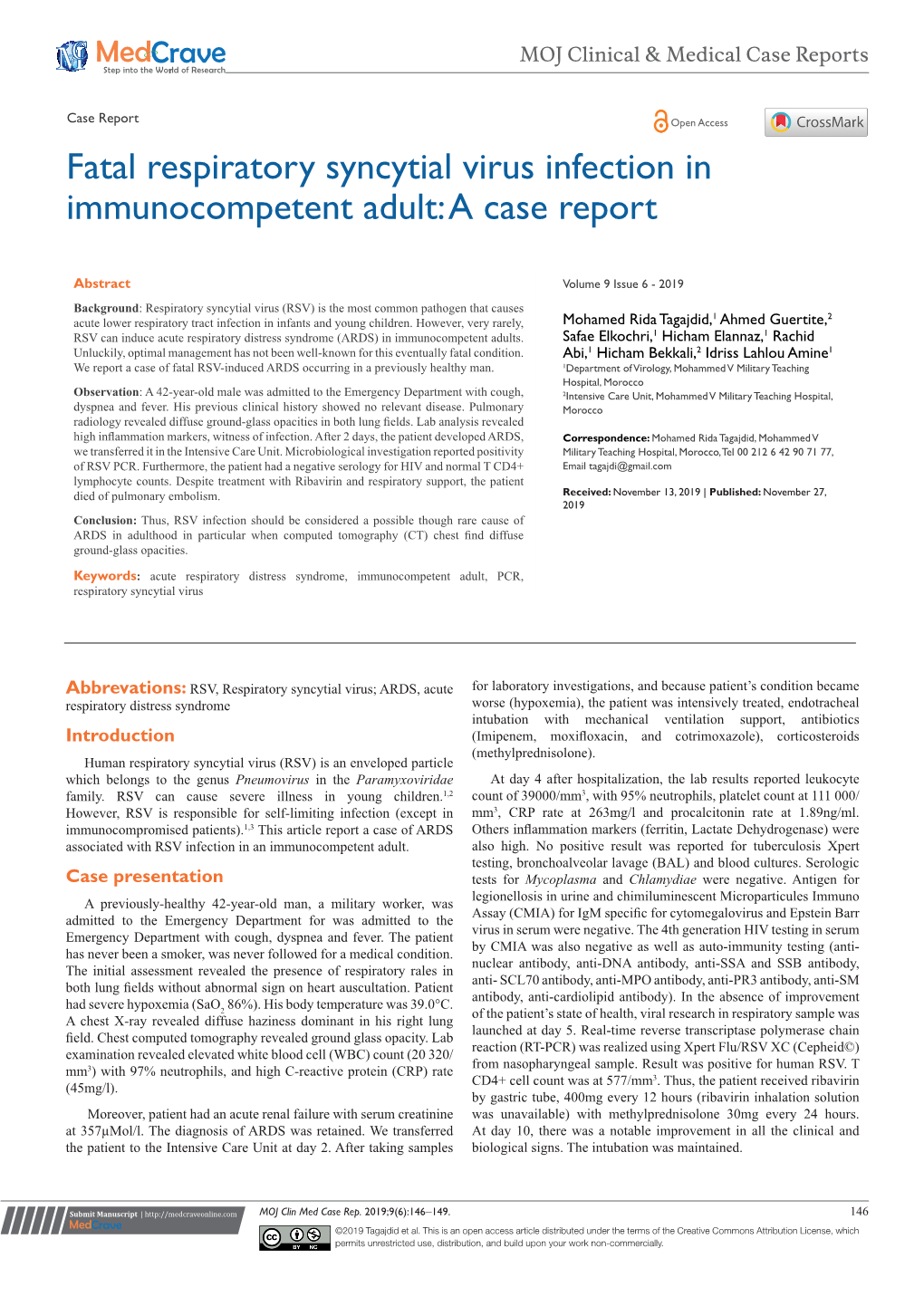 Fatal Respiratory Syncytial Virus Infection in Immunocompetent Adult: a Case Report