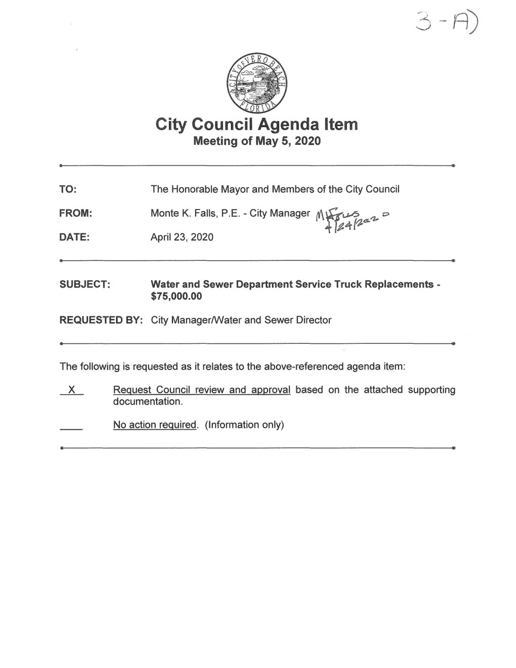 Ci Council Agenda Item Meeting of May 5, 2020