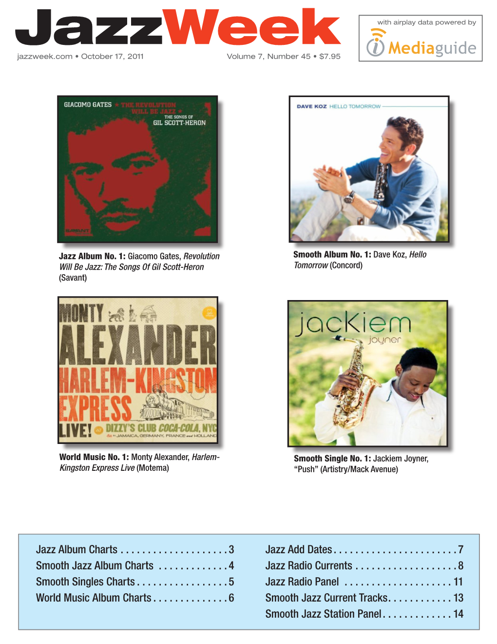 Jazzweek with Airplay Data Powered by Jazzweek.Com • October 17, 2011 Volume 7, Number 45 • $7.95