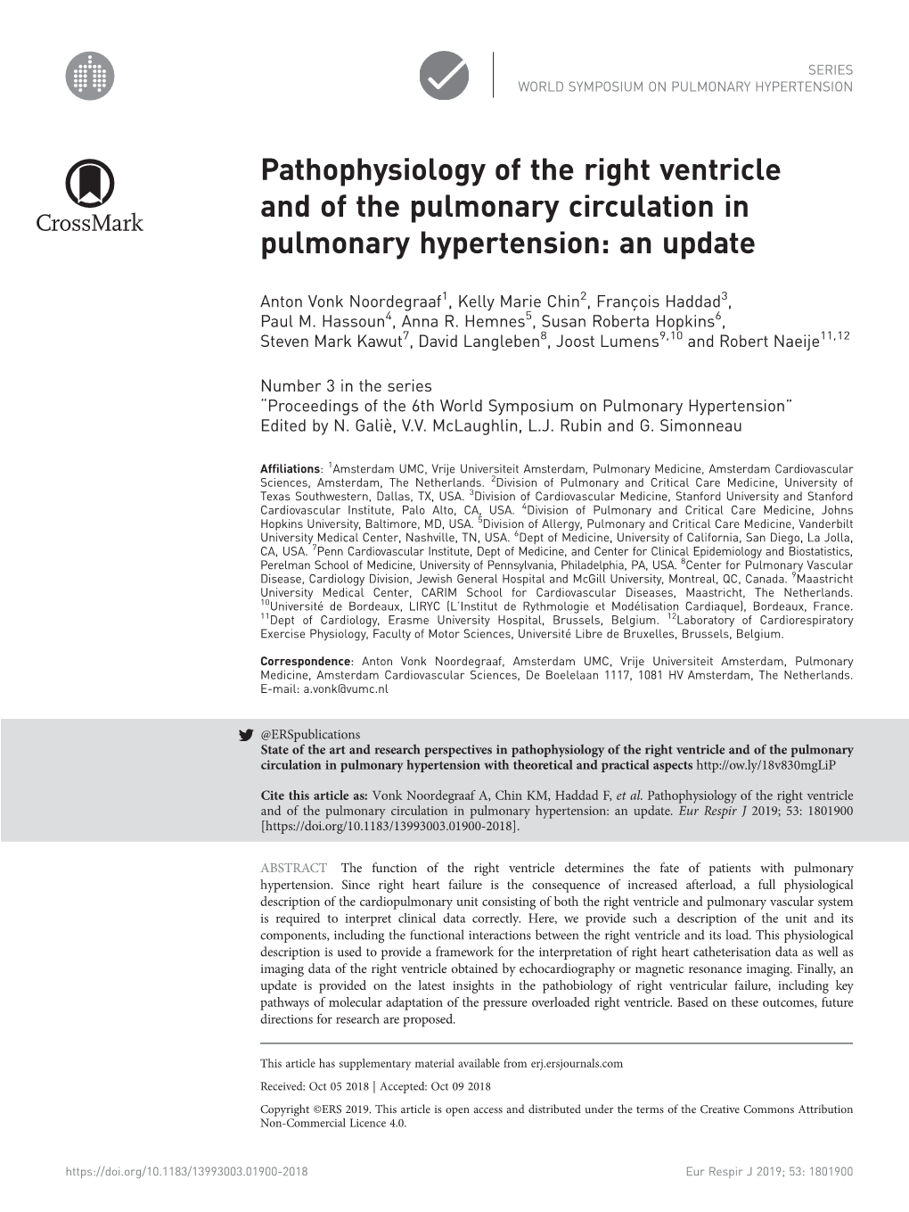 Pathophysiology of the Right Ventricle And€Of the Pulmonary Circulation In