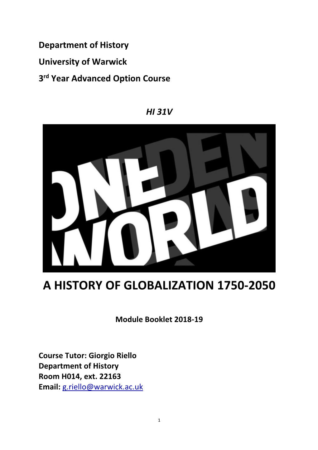 A History of Globalization 1750-2050