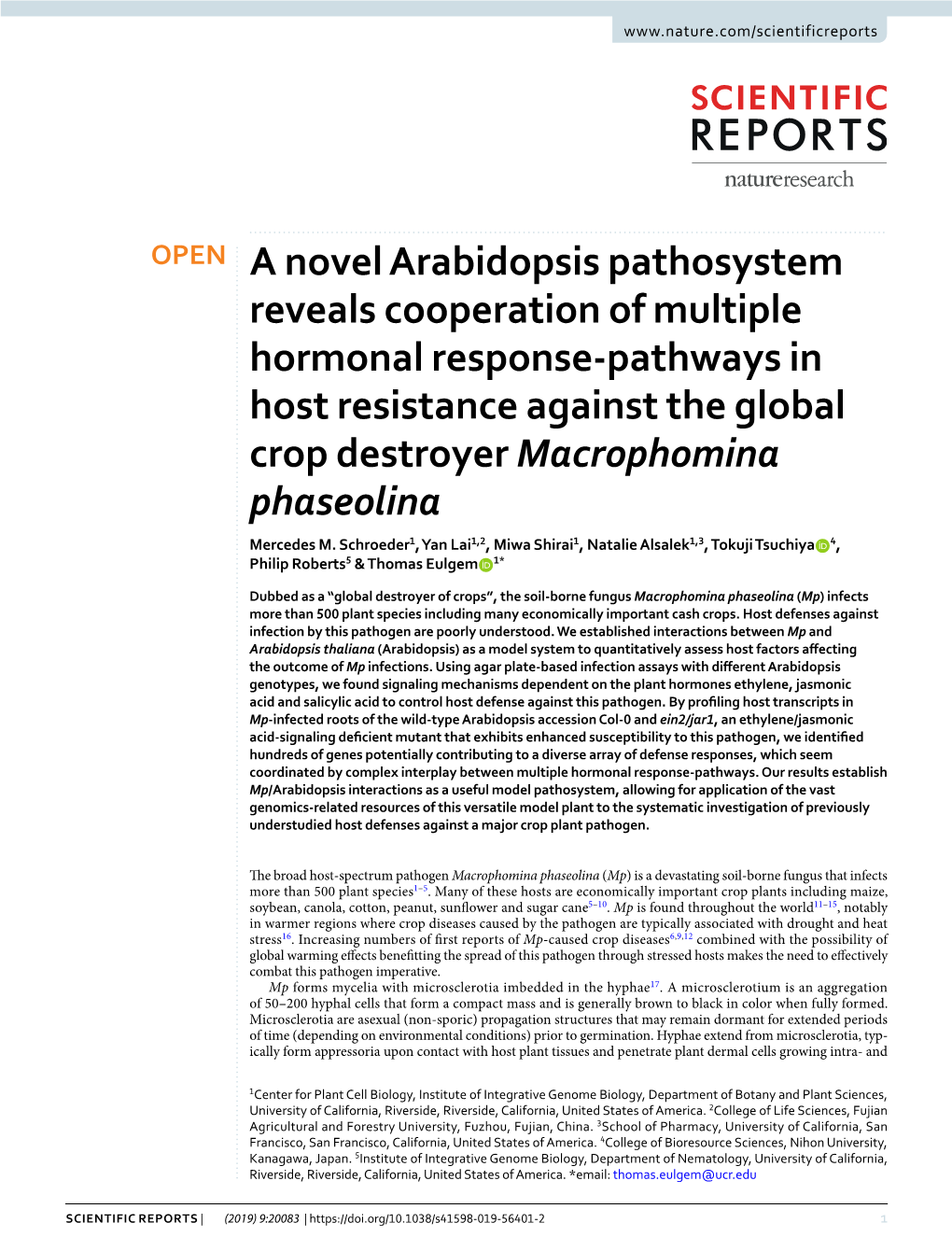 A Novel Arabidopsis Pathosystem Reveals Cooperation of Multiple