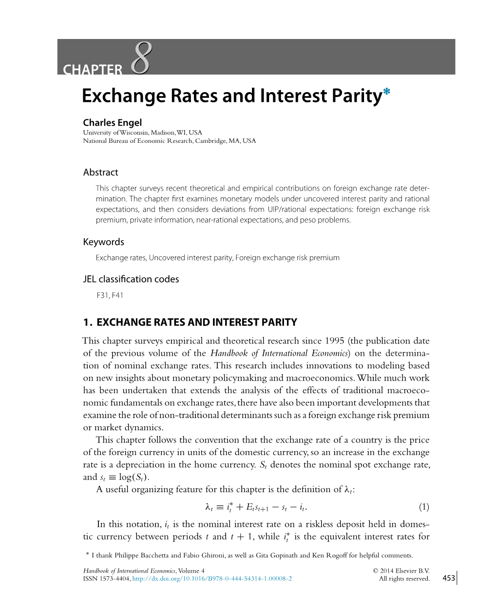 CHAPTER 8 Exchange Rates and Interest Parity∗